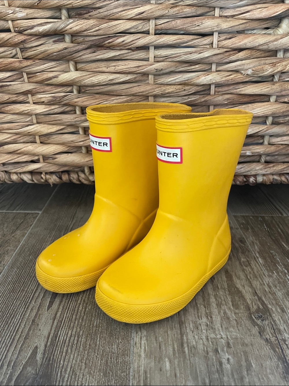 Hunter Kids Bright Yellow Rubber Rain Boots